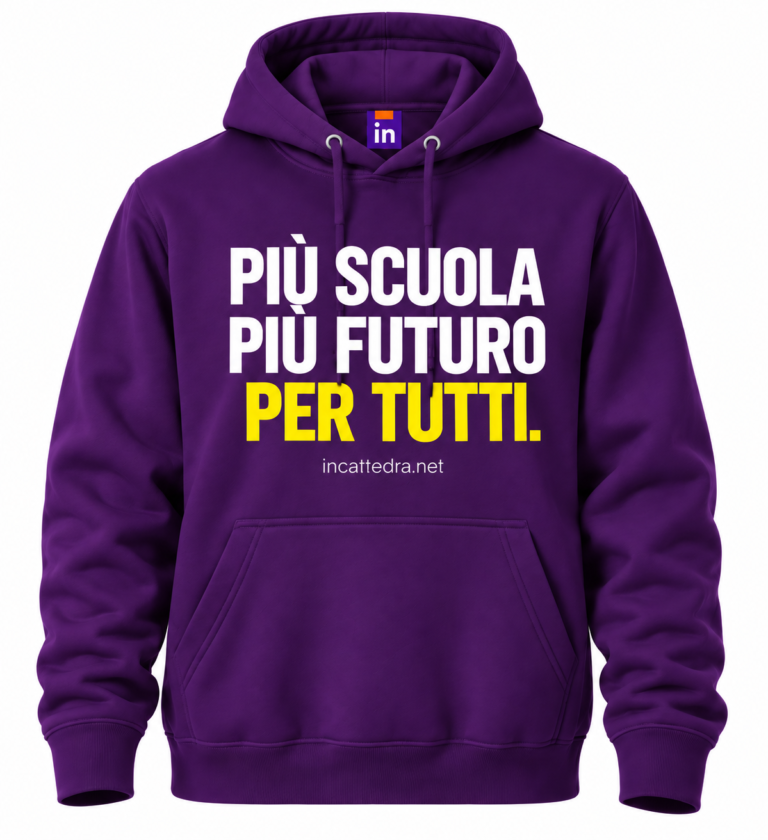 Felpa viola InCattedra — «Più scuola, più futuro per tutti.»