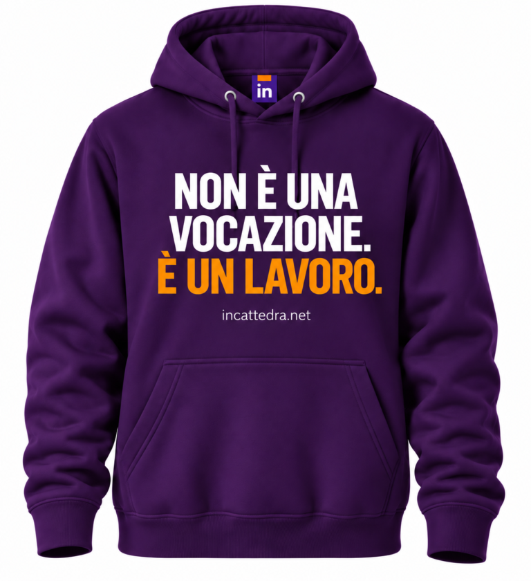 Felpa viola InCattedra — «Non è una vocazione. È un lavoro.»