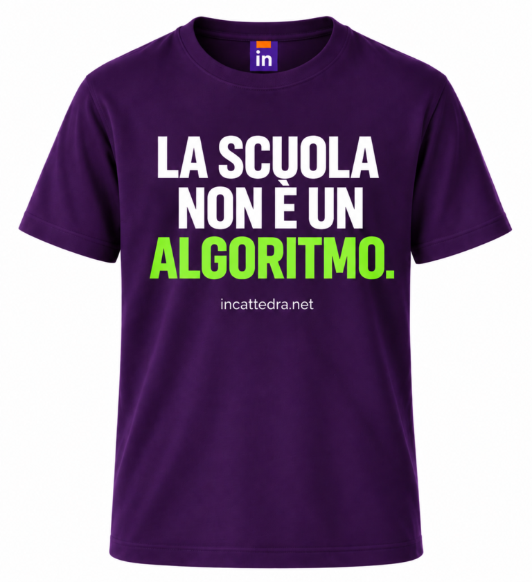 T-shirt viola InCattedra — «La scuola non è un algoritmo.»