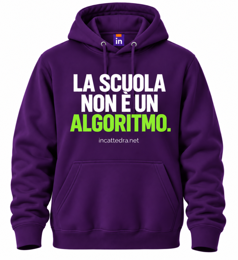 Felpa viola InCattedra — «La scuola non è un algoritmo.»