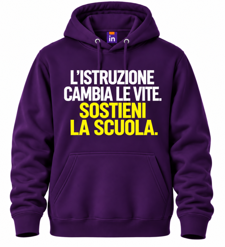 Felpa viola InCattedra — «L’istruzione cambia le vite. Sostieni la scuola.»