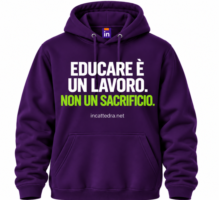 Felpa viola InCattedra — «Educare è un lavoro. Non un sacrificio.»
